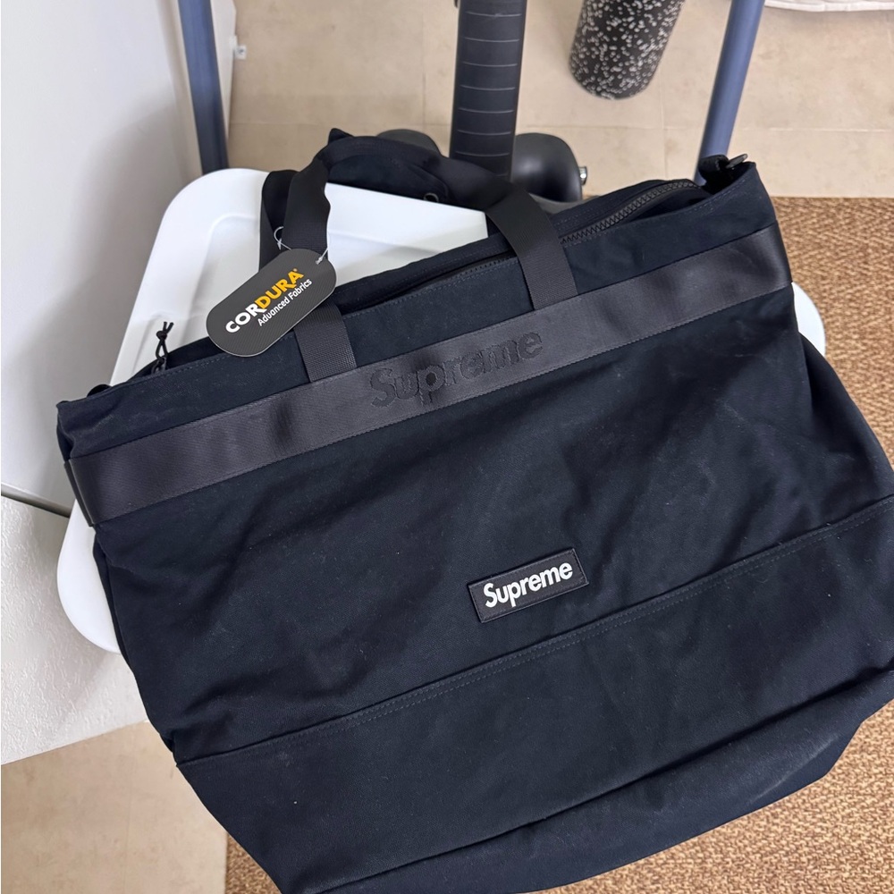 Supreme Black Travel Tote Bag SS25 Crossbody Shoulder Bag Cordura Fabric New